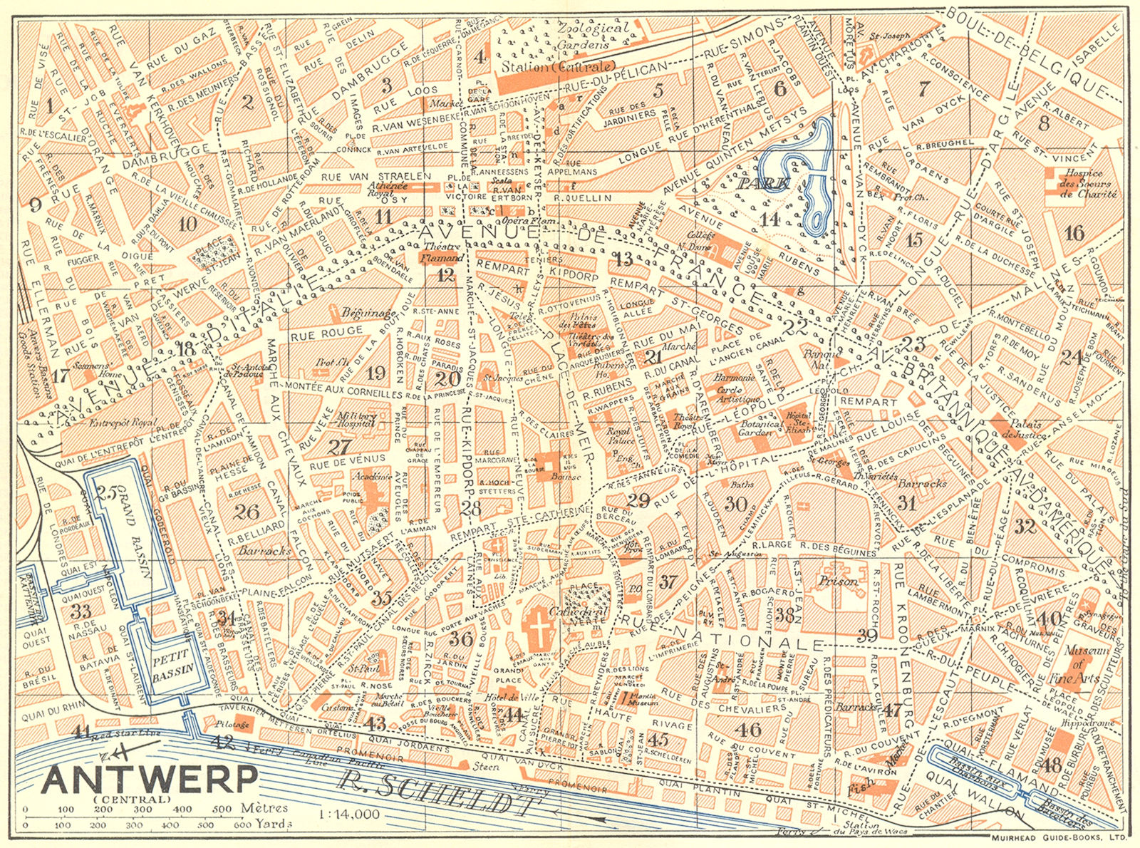 BELGIUM. Antwerp(central) 1929 old vintage map plan chart
